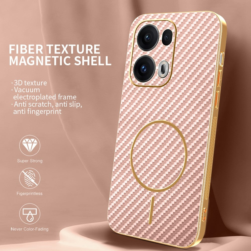 For-Oppo-Reno13-Pro-5G-Phone-Case-Carbon-Fiber-Textured-Electroplated-TPU-Back-Cover-Pink