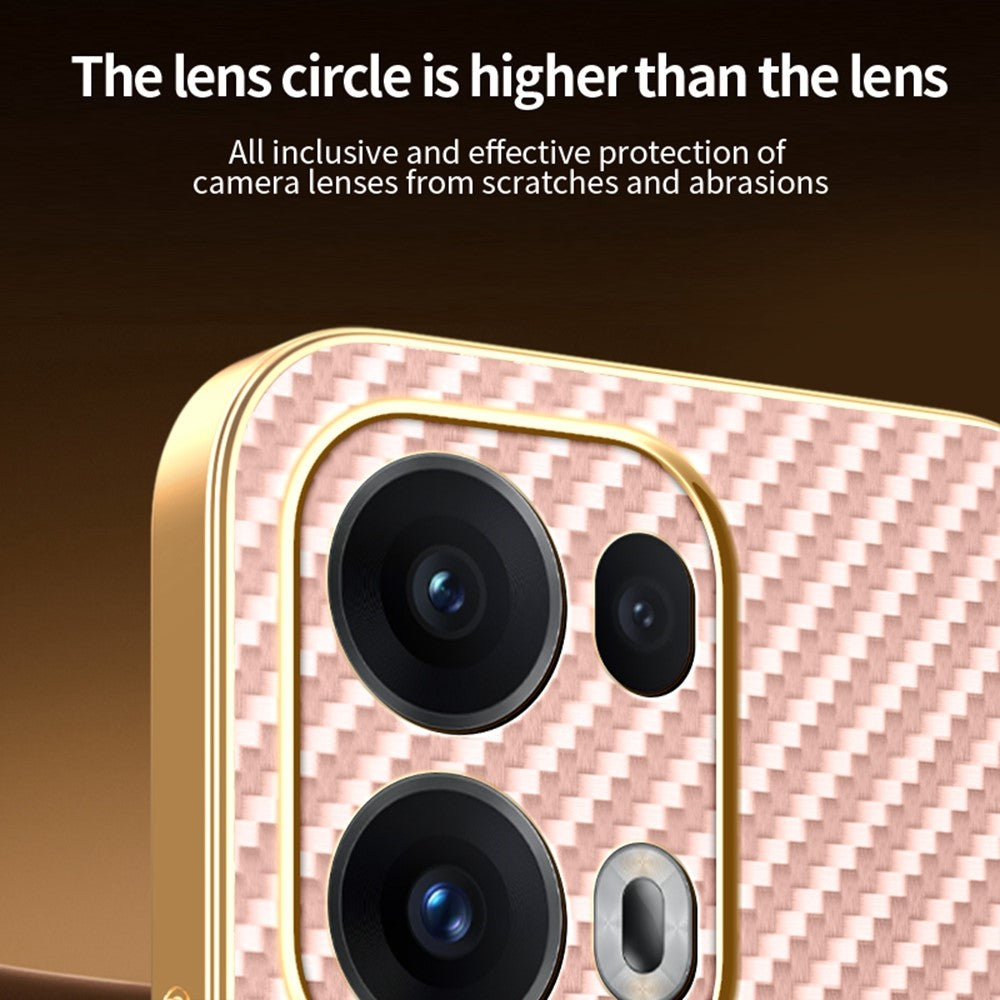 For-Oppo-Reno13-Pro-5G-Phone-Case-Carbon-Fiber-Textured-Electroplated-TPU-Back-Cover-Pink
