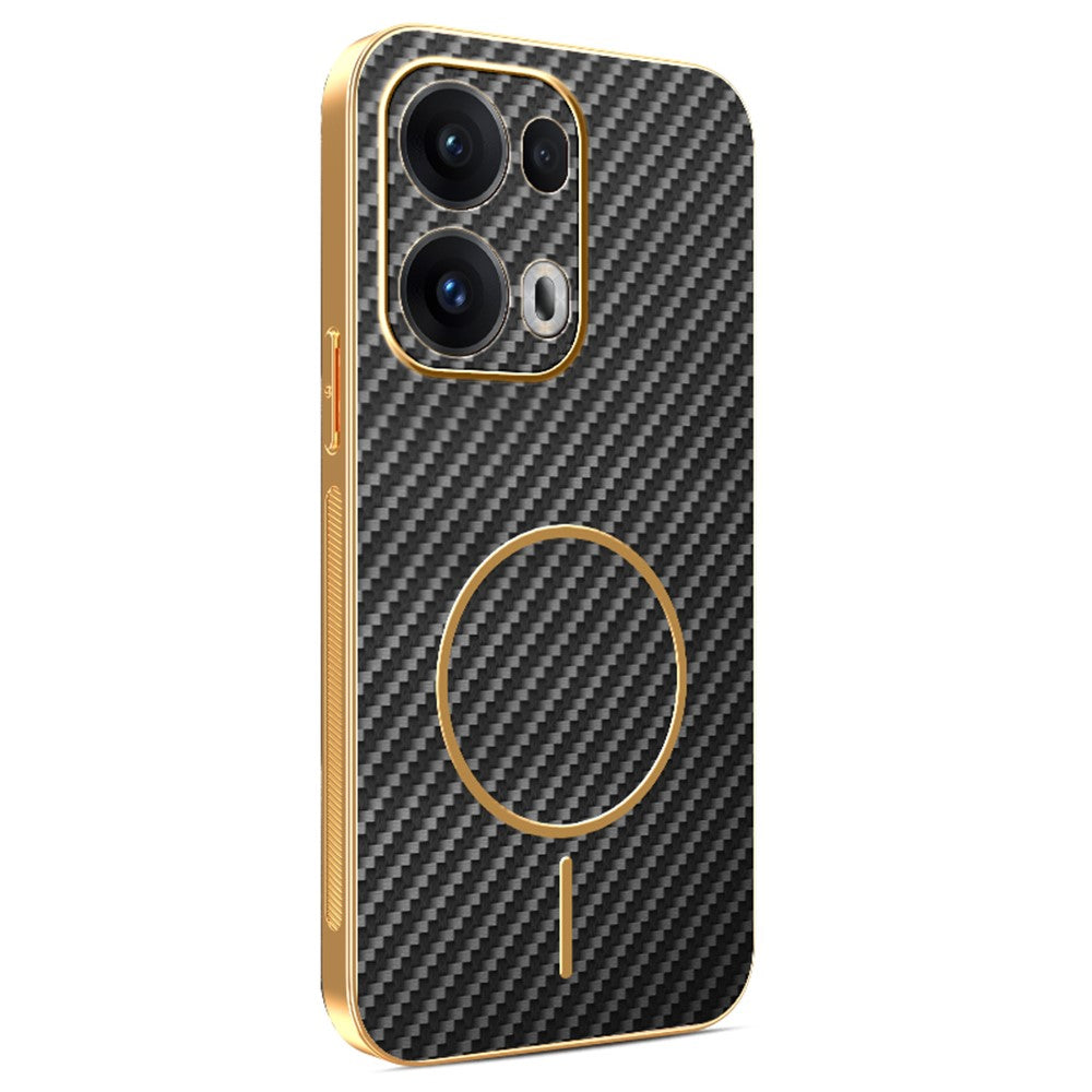 For-Oppo-Reno13-Pro-5G-Phone-Case-Carbon-Fiber-Textured-Electroplated-TPU-Back-Cover-Black