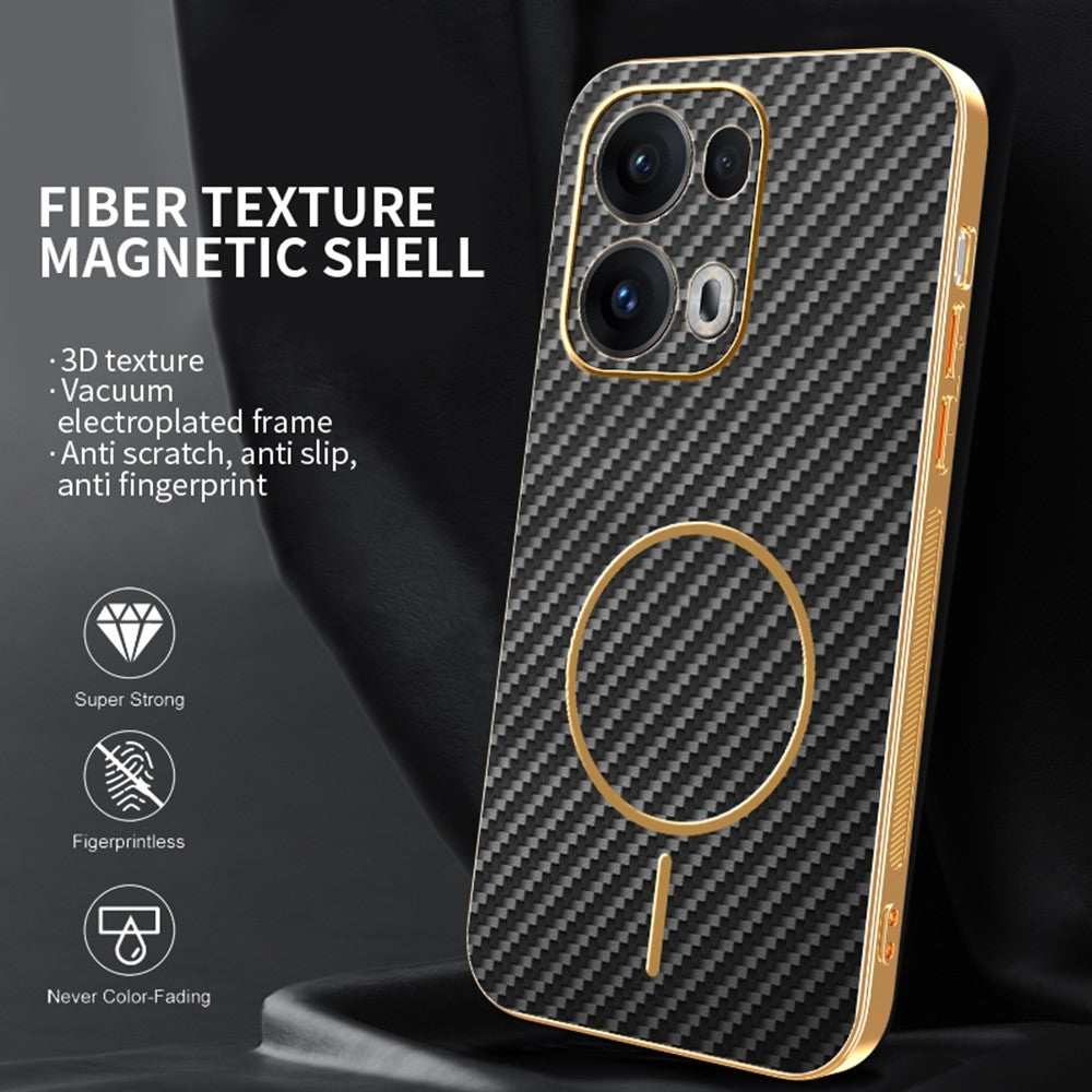 For-Oppo-Reno13-Pro-5G-Phone-Case-Carbon-Fiber-Textured-Electroplated-TPU-Back-Cover-Black