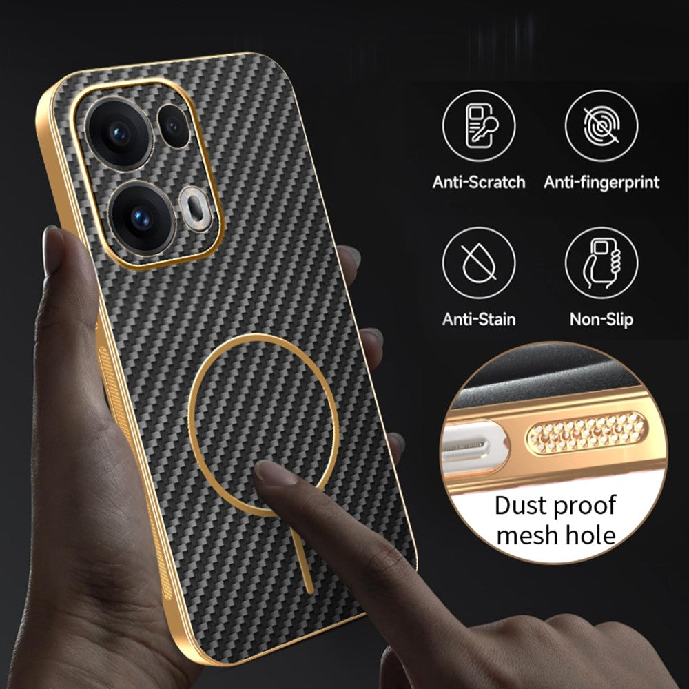 For-Oppo-Reno13-Pro-5G-Phone-Case-Carbon-Fiber-Textured-Electroplated-TPU-Back-Cover-Black