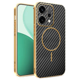 For-Oppo-Reno14-5G-(Global)-Case-Carbon-Fiber-Textured-Electroplated-TPU-Back-Cover-Black