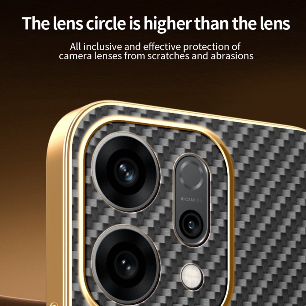 For-Oppo-Reno14-5G-(Global)-Case-Carbon-Fiber-Textured-Electroplated-TPU-Back-Cover-Black