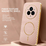 For-Realme-14-Pro-5G-Phone-Case-Carbon-Fiber-Textured-Electroplated-TPU-Back-Cover-Pink