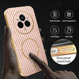 For-Realme-14-Pro-5G-Phone-Case-Carbon-Fiber-Textured-Electroplated-TPU-Back-Cover-Pink