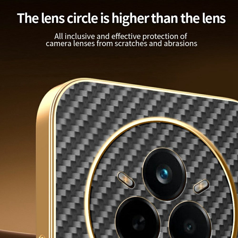 For-Realme-14-Pro-5G-Phone-Case-Carbon-Fiber-Textured-Electroplated-TPU-Back-Cover-Black