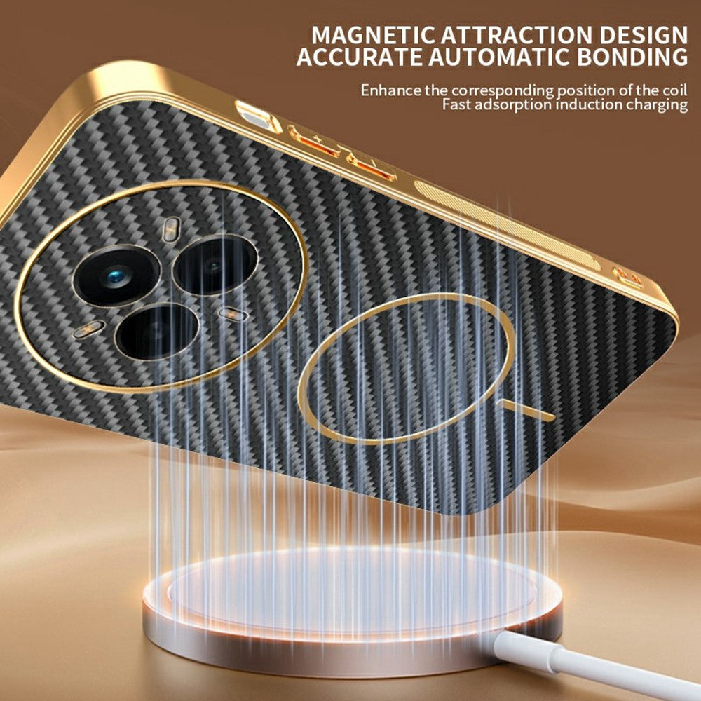 For-Realme-14-Pro-5G-Phone-Case-Carbon-Fiber-Textured-Electroplated-TPU-Back-Cover-Black