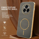 For-Realme-14-Pro+-5G-Phone-Case-Carbon-Fiber-Textured-Electroplated-TPU-Back-Cover-Coffee