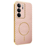 For-Realme-C75-4G-/-C75x-Phone-Case-Carbon-Fiber-Textured-Electroplated-TPU-Back-Cover-Pink