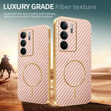 For-Realme-C75-4G-/-C75x-Phone-Case-Carbon-Fiber-Textured-Electroplated-TPU-Back-Cover-Pink