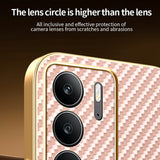 For-Realme-C75-4G-/-C75x-Phone-Case-Carbon-Fiber-Textured-Electroplated-TPU-Back-Cover-Pink