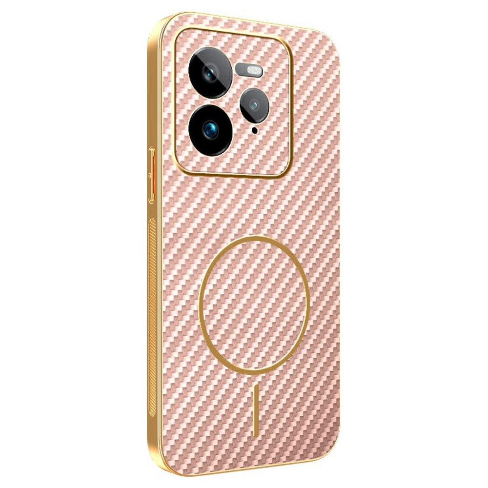 For-Realme-GT-7-Pro-5G-Phone-Case-Carbon-Fiber-Textured-Electroplated-TPU-Back-Cover-Pink