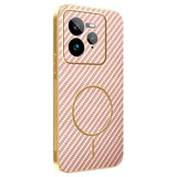 For-Realme-GT-7-Pro-5G-Phone-Case-Carbon-Fiber-Textured-Electroplated-TPU-Back-Cover-Pink