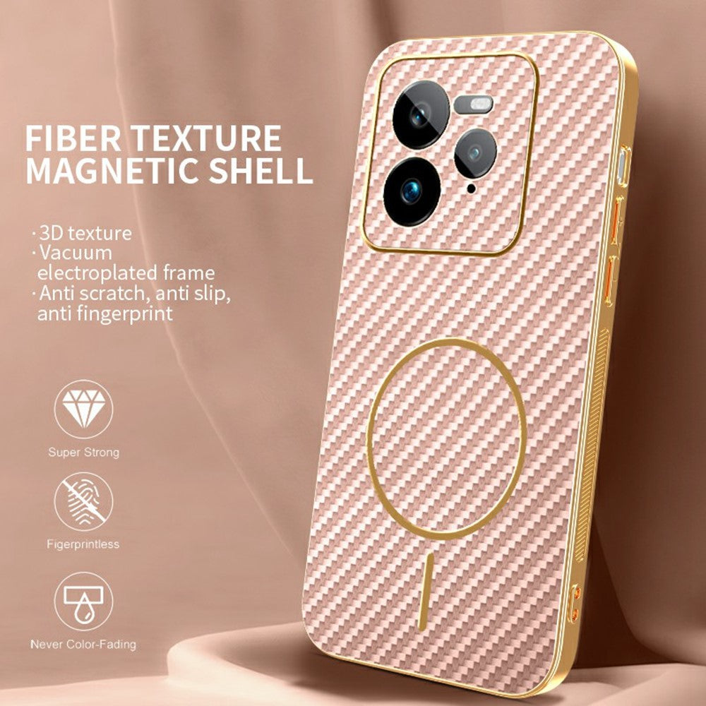 For-Realme-GT-7-Pro-5G-Phone-Case-Carbon-Fiber-Textured-Electroplated-TPU-Back-Cover-Pink
