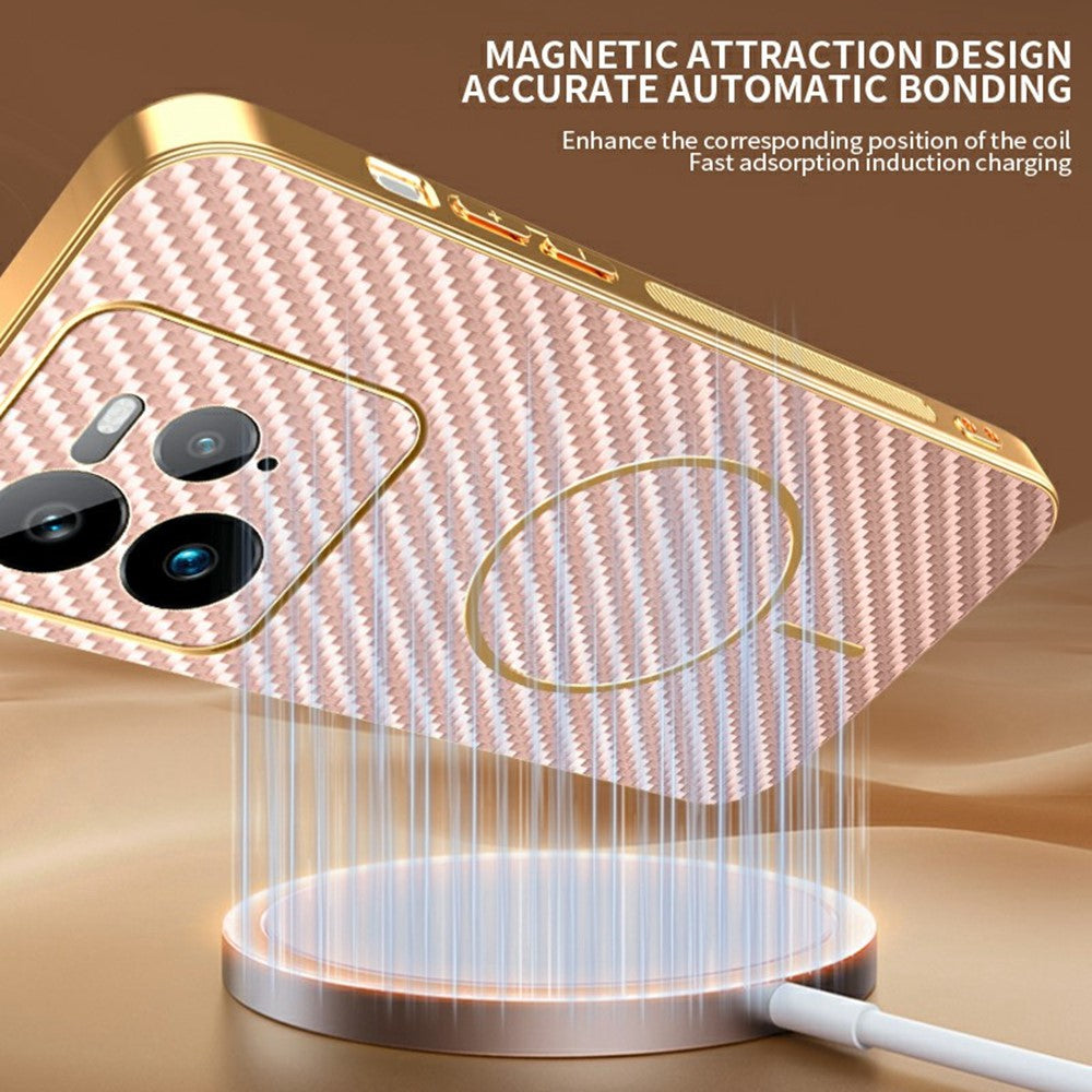 For-Realme-GT-7-Pro-5G-Phone-Case-Carbon-Fiber-Textured-Electroplated-TPU-Back-Cover-Pink