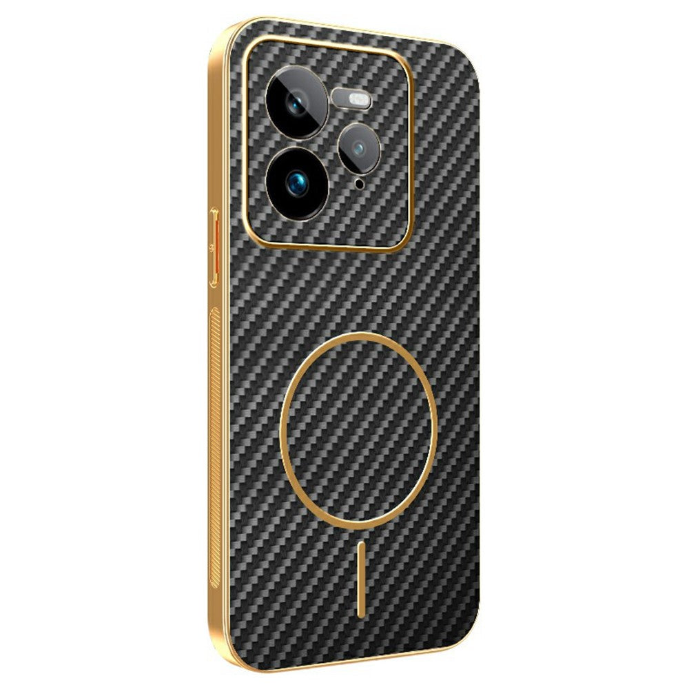 For-Realme-GT-7-Pro-5G-Phone-Case-Carbon-Fiber-Textured-Electroplated-TPU-Back-Cover-Black