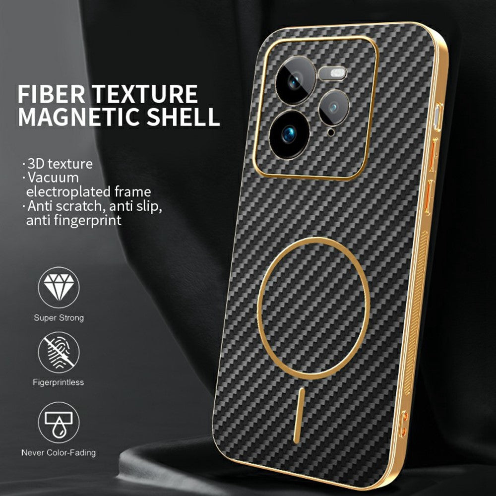 For-Realme-GT-7-Pro-5G-Phone-Case-Carbon-Fiber-Textured-Electroplated-TPU-Back-Cover-Black