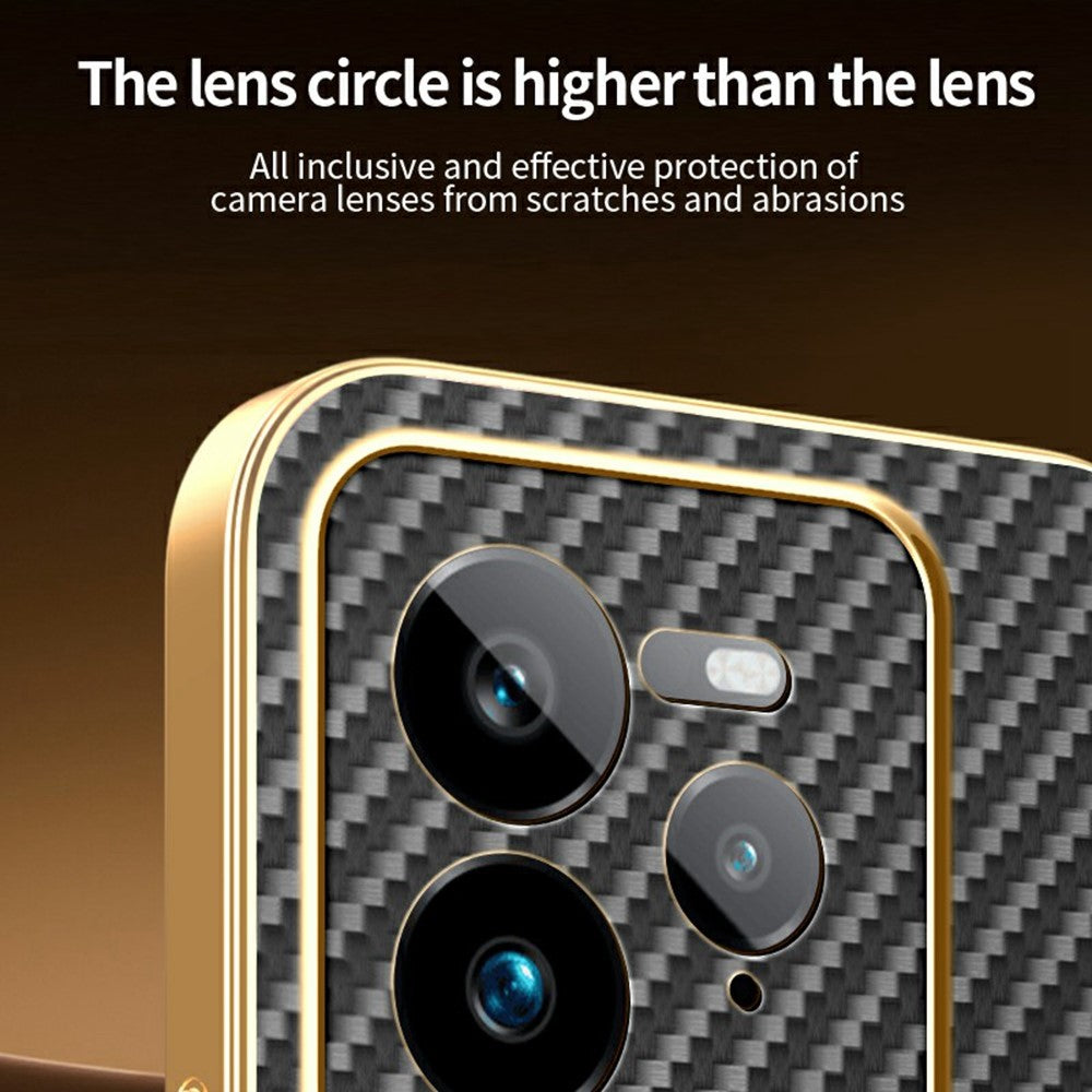 For-Realme-GT-7-Pro-5G-Phone-Case-Carbon-Fiber-Textured-Electroplated-TPU-Back-Cover-Black