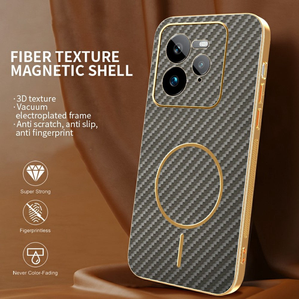 For-Realme-GT-7-Pro-5G-Phone-Case-Carbon-Fiber-Textured-Electroplated-TPU-Back-Cover-Coffee
