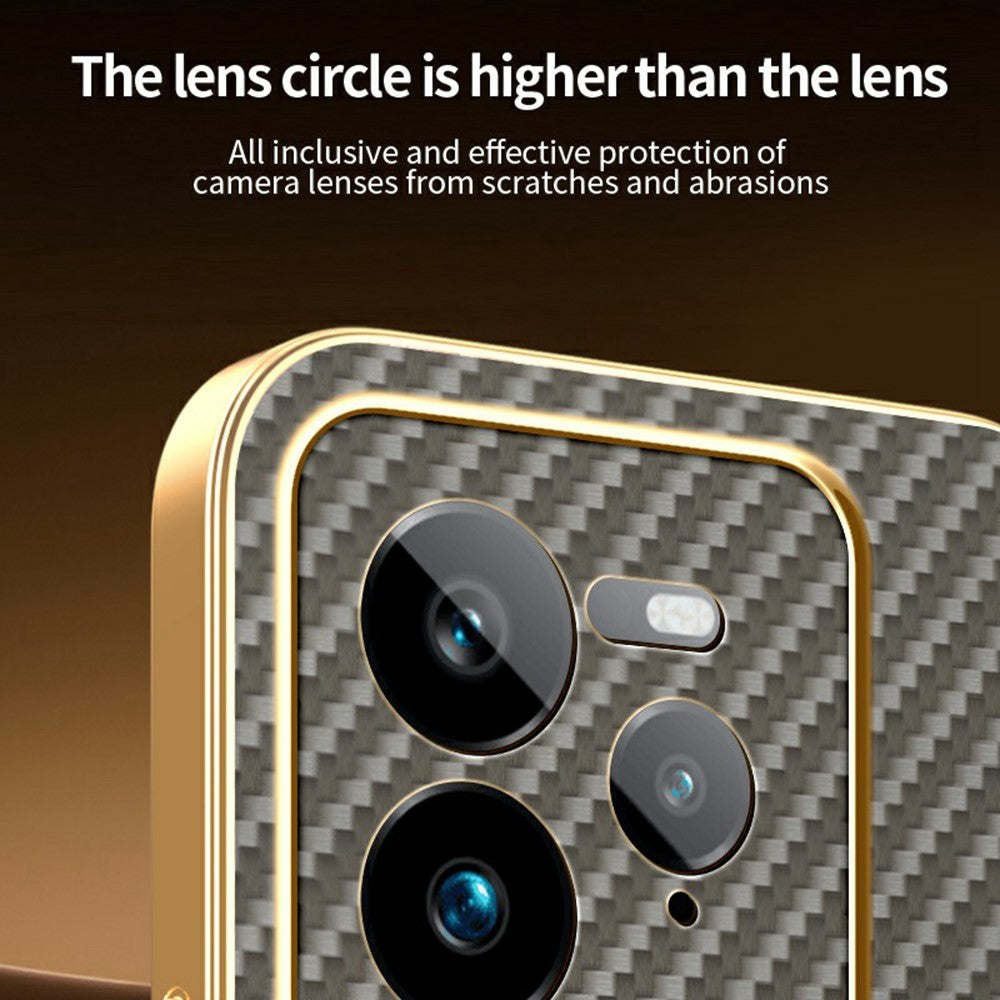 For-Realme-GT-7-Pro-5G-Phone-Case-Carbon-Fiber-Textured-Electroplated-TPU-Back-Cover-Coffee