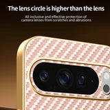 For-Google-Pixel-10-Pro-XL-Phone-Case-Carbon-Fiber-Textured-Electroplated-TPU-Back-Cover-Pink