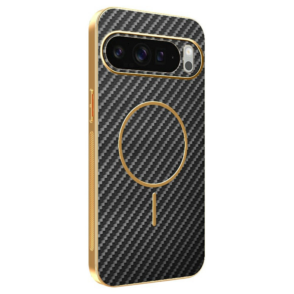 For-Google-Pixel-10-Pro-Phone-Case-Carbon-Fiber-Textured-Electroplated-TPU-Back-Cover-Black