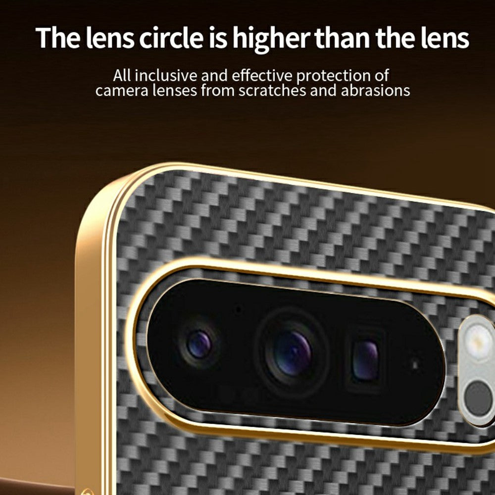 For-Google-Pixel-10-Pro-Phone-Case-Carbon-Fiber-Textured-Electroplated-TPU-Back-Cover-Black