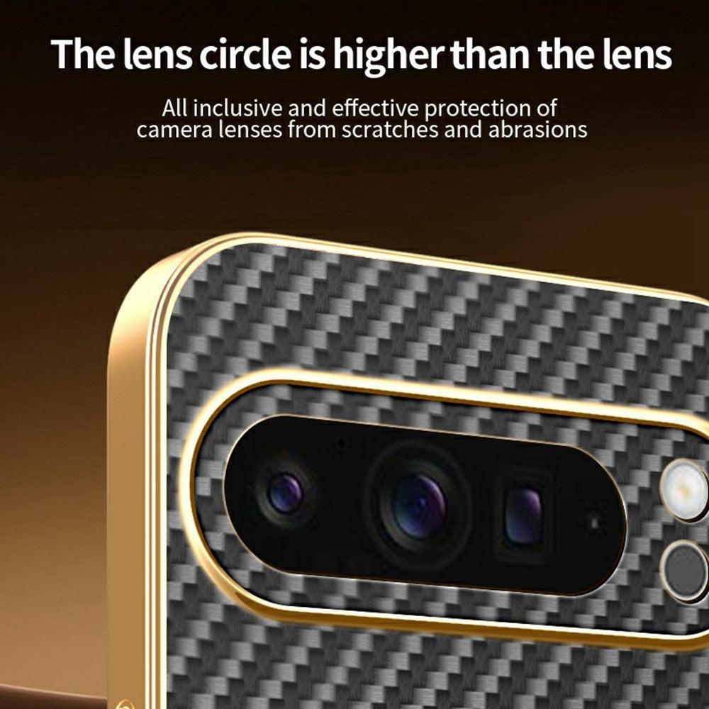 For-Google-Pixel-9-Pro-XL-Phone-Case-Carbon-Fiber-Textured-Electroplated-TPU-Back-Cover-Black