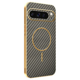 For-Google-Pixel-9-Pro-XL-Phone-Case-Carbon-Fiber-Textured-Electroplated-TPU-Back-Cover-Coffee