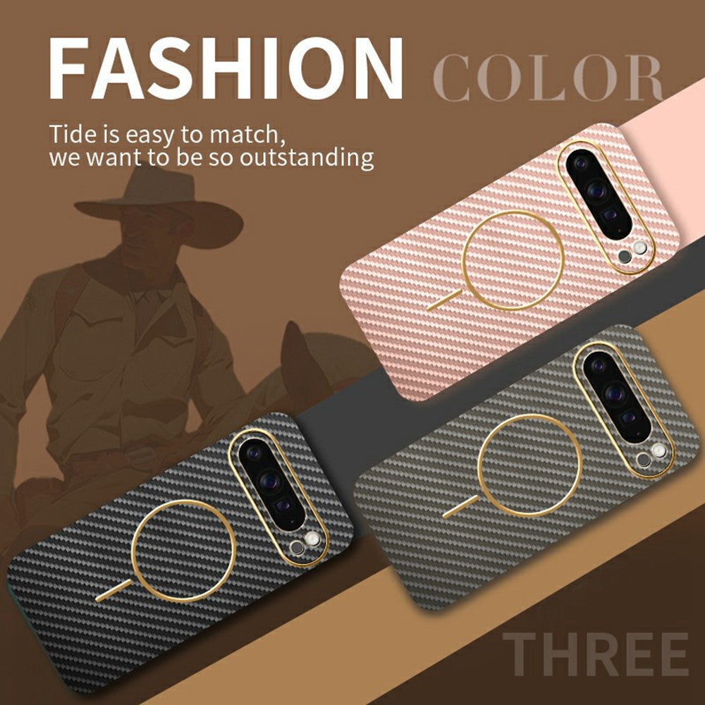 For-Google-Pixel-9-Pro-XL-Phone-Case-Carbon-Fiber-Textured-Electroplated-TPU-Back-Cover-Coffee