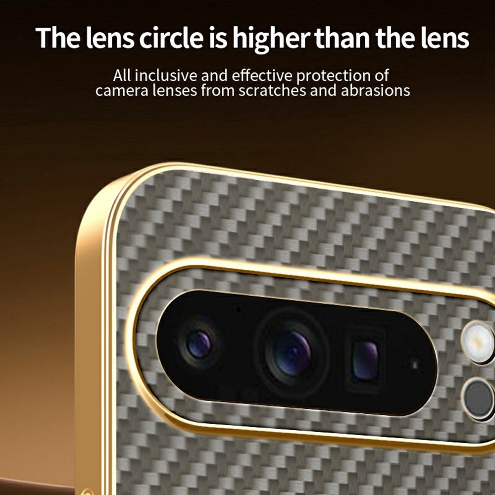 For-Google-Pixel-9-Pro-XL-Phone-Case-Carbon-Fiber-Textured-Electroplated-TPU-Back-Cover-Coffee