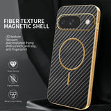 For-Google-Pixel-9-Phone-Case-Carbon-Fiber-Textured-Electroplated-TPU-Back-Cover-Black