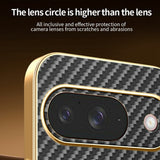 For-Google-Pixel-9-Phone-Case-Carbon-Fiber-Textured-Electroplated-TPU-Back-Cover-Black