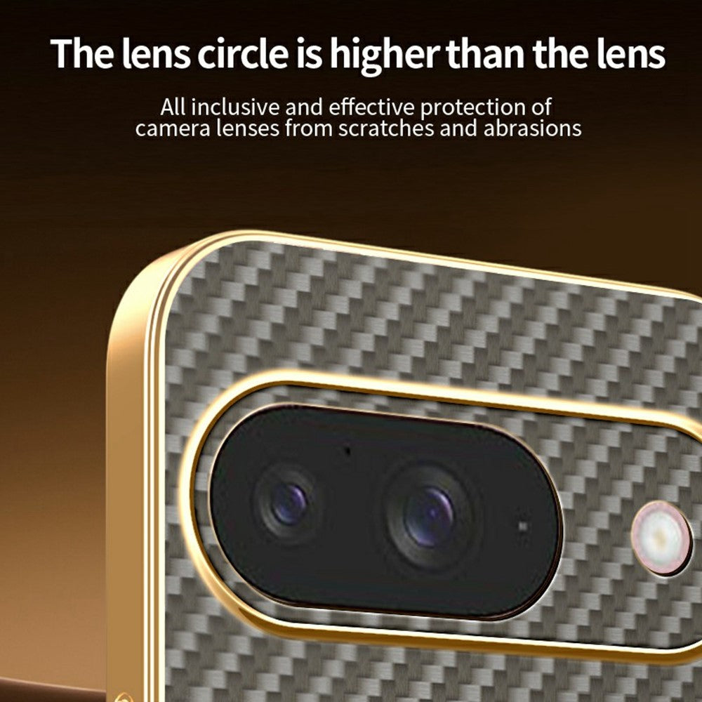 For-Google-Pixel-10-Phone-Case-Carbon-Fiber-Textured-Electroplated-TPU-Back-Cover-Coffee