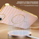 For-iPhone-16e-Phone-Case-Carbon-Fiber-Textured-Electroplated-TPU-Back-Cover-Pink