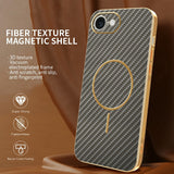For-iPhone-16e-Phone-Case-Carbon-Fiber-Textured-Electroplated-TPU-Back-Cover-Coffee