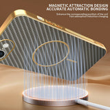 For-iPhone-16e-Phone-Case-Carbon-Fiber-Textured-Electroplated-TPU-Back-Cover-Coffee