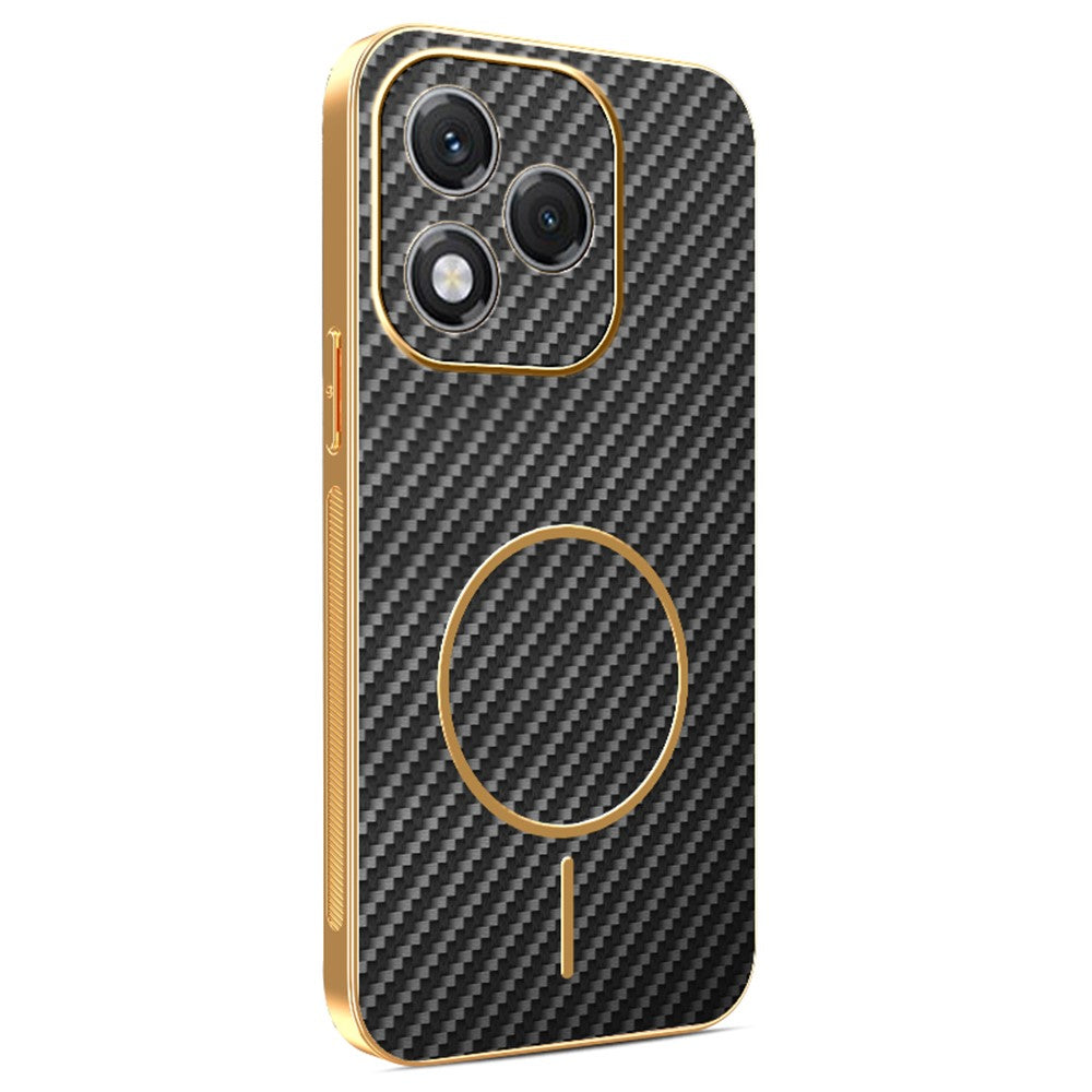 For-Honor-400-Lite-5G-Phone-Case-Carbon-Fiber-Textured-Electroplated-TPU-Back-Cover-Black