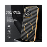 For-Honor-400-Lite-5G-Phone-Case-Carbon-Fiber-Textured-Electroplated-TPU-Back-Cover-Black
