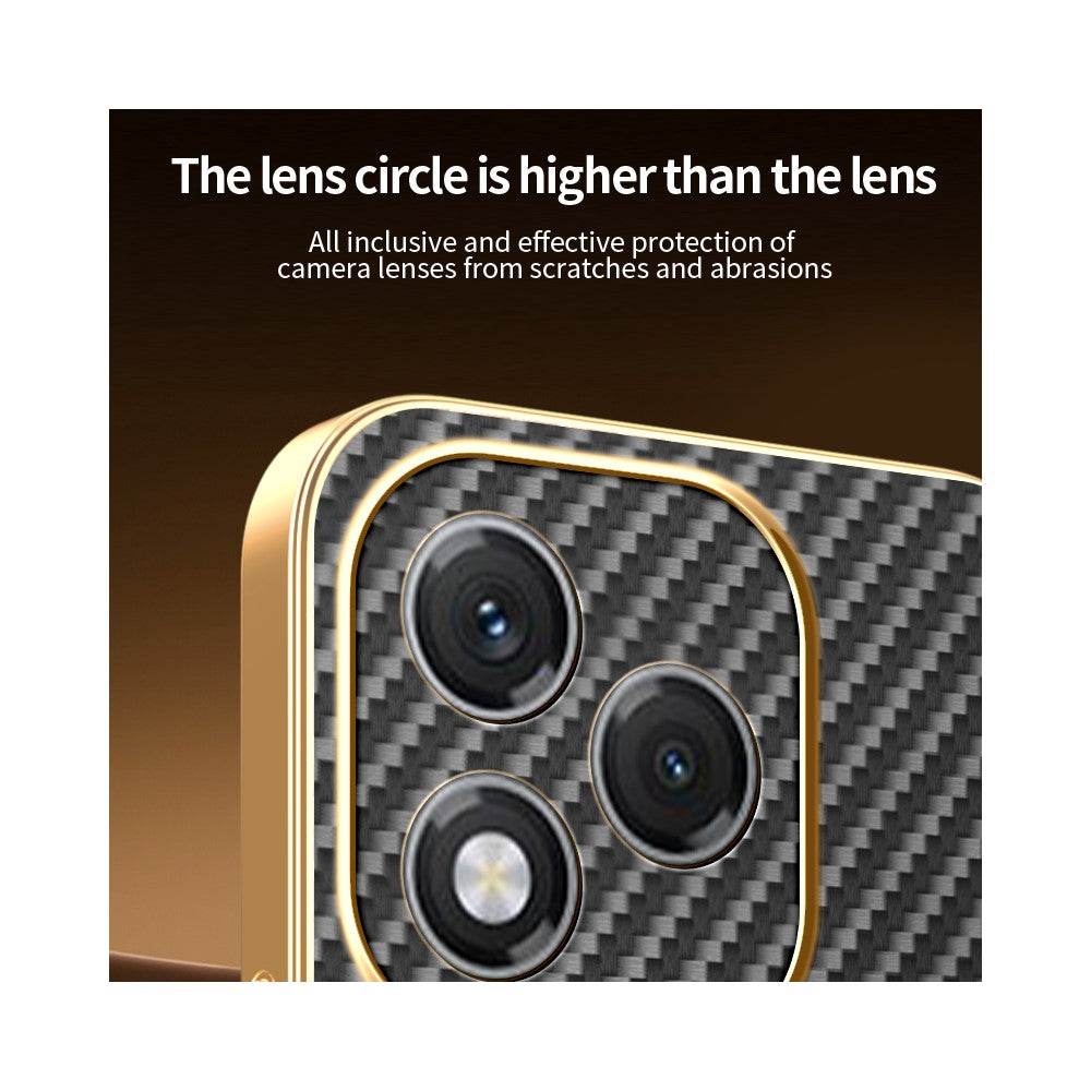 For-Honor-400-Lite-5G-Phone-Case-Carbon-Fiber-Textured-Electroplated-TPU-Back-Cover-Black