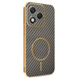 For-Honor-400-Lite-5G-Phone-Case-Carbon-Fiber-Textured-Electroplated-TPU-Back-Cover-Coffee