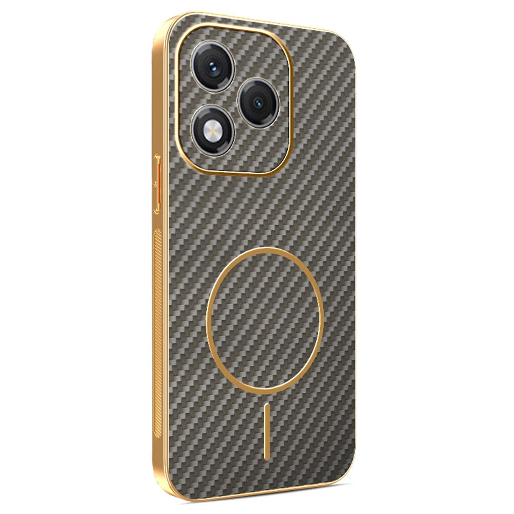 For-Honor-400-Lite-5G-Phone-Case-Carbon-Fiber-Textured-Electroplated-TPU-Back-Cover-Coffee