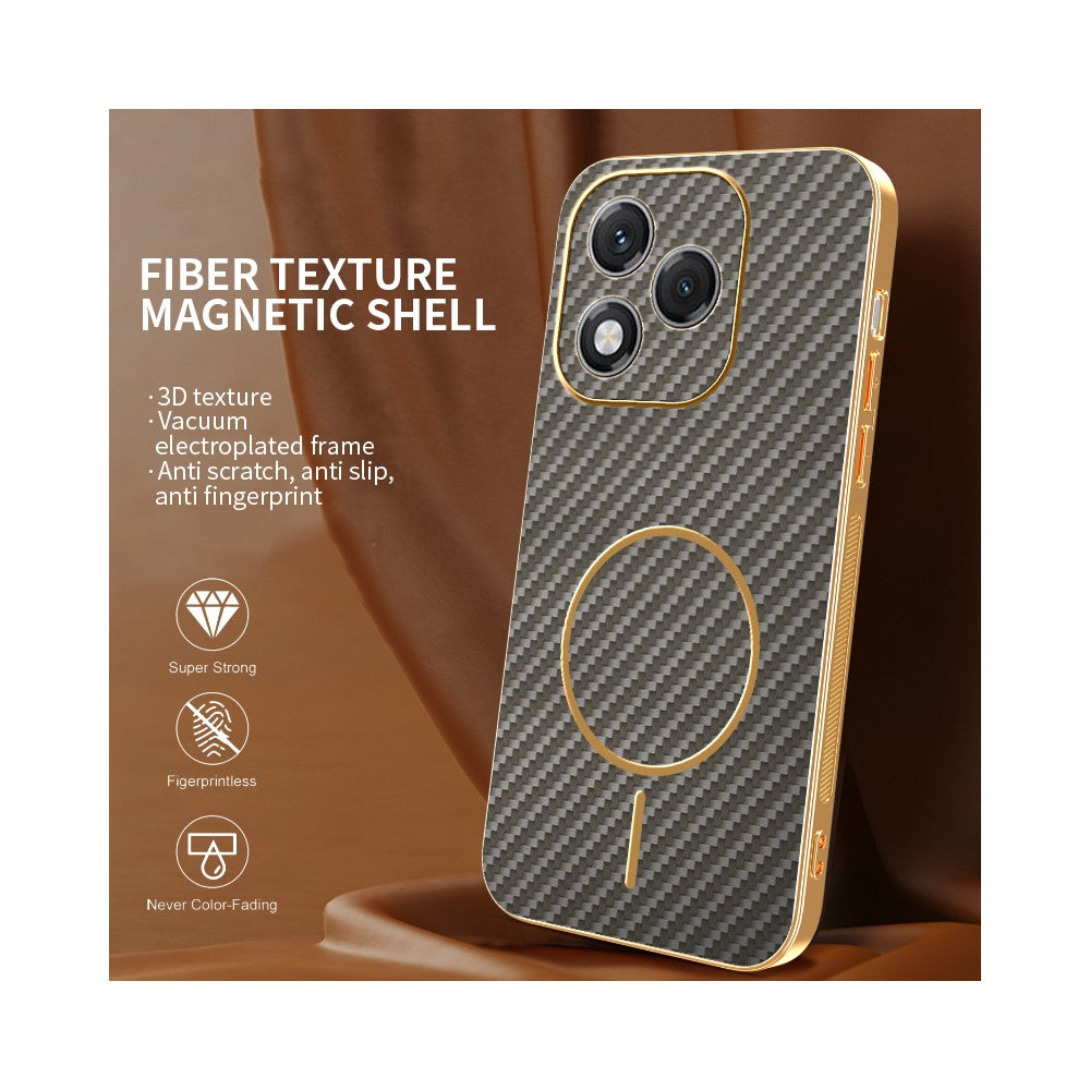 For-Honor-400-Lite-5G-Phone-Case-Carbon-Fiber-Textured-Electroplated-TPU-Back-Cover-Coffee