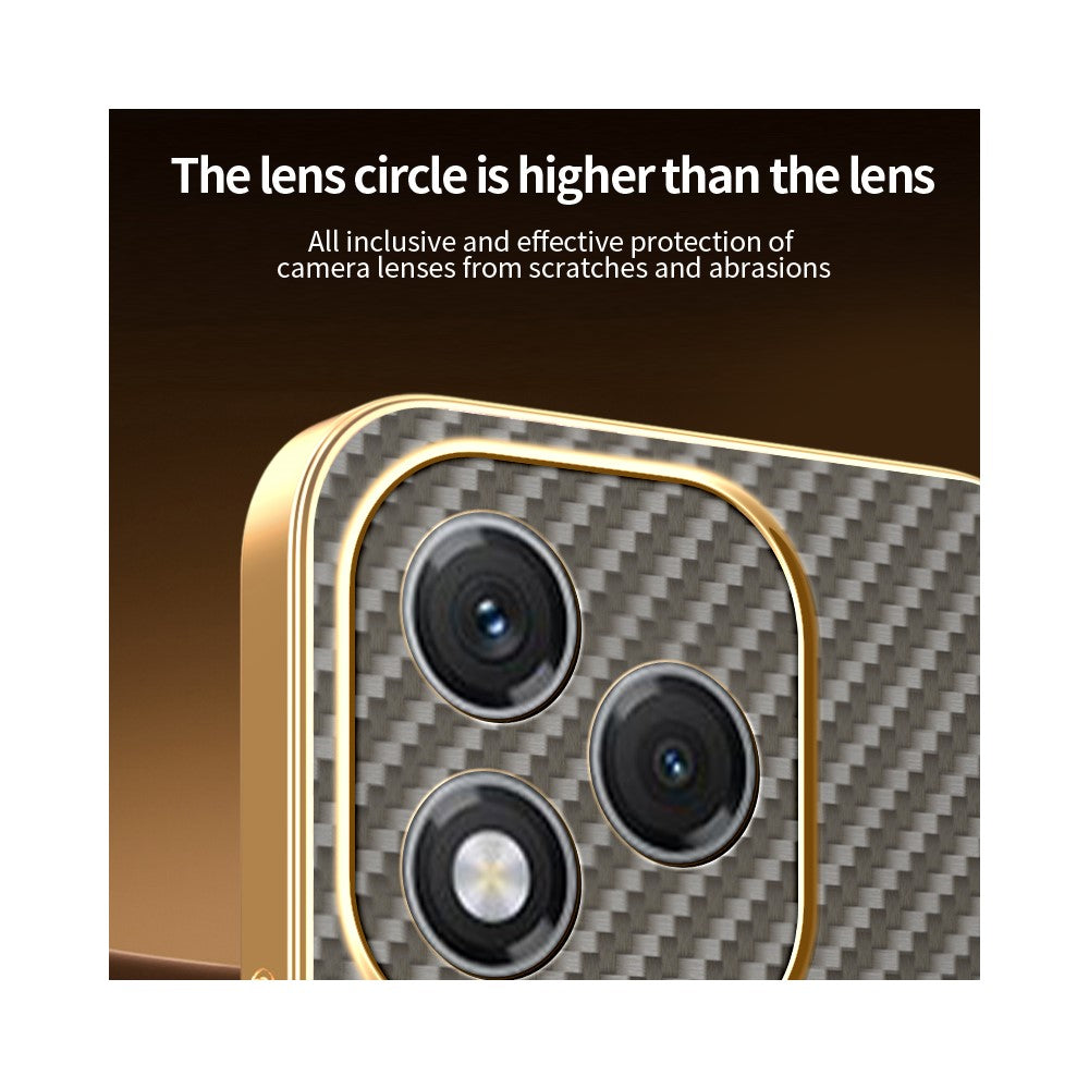 For-Honor-400-Lite-5G-Phone-Case-Carbon-Fiber-Textured-Electroplated-TPU-Back-Cover-Coffee