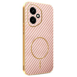 For-Honor-400-5G-(Global)-Phone-Case-Carbon-Fiber-Textured-Electroplated-TPU-Back-Cover-Pink