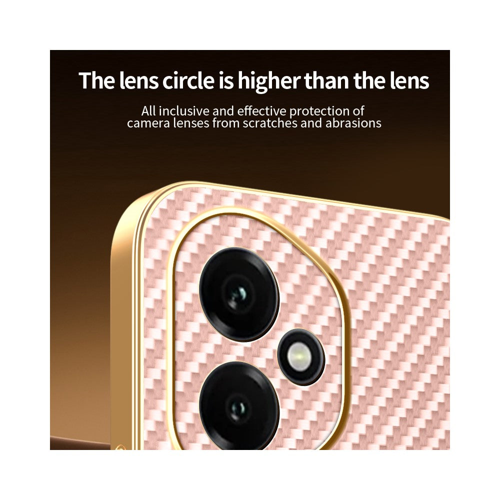 For-Honor-400-5G-(Global)-Phone-Case-Carbon-Fiber-Textured-Electroplated-TPU-Back-Cover-Pink