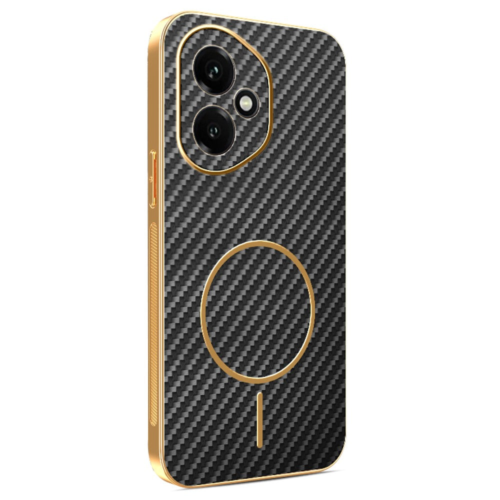 For-Honor-400-5G-(Global)-Phone-Case-Carbon-Fiber-Textured-Electroplated-TPU-Back-Cover-Black