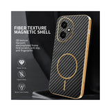 For-Honor-400-5G-(Global)-Phone-Case-Carbon-Fiber-Textured-Electroplated-TPU-Back-Cover-Black