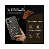 For-Honor-400-5G-(Global)-Phone-Case-Carbon-Fiber-Textured-Electroplated-TPU-Back-Cover-Black