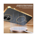 For-Honor-400-5G-(Global)-Phone-Case-Carbon-Fiber-Textured-Electroplated-TPU-Back-Cover-Black